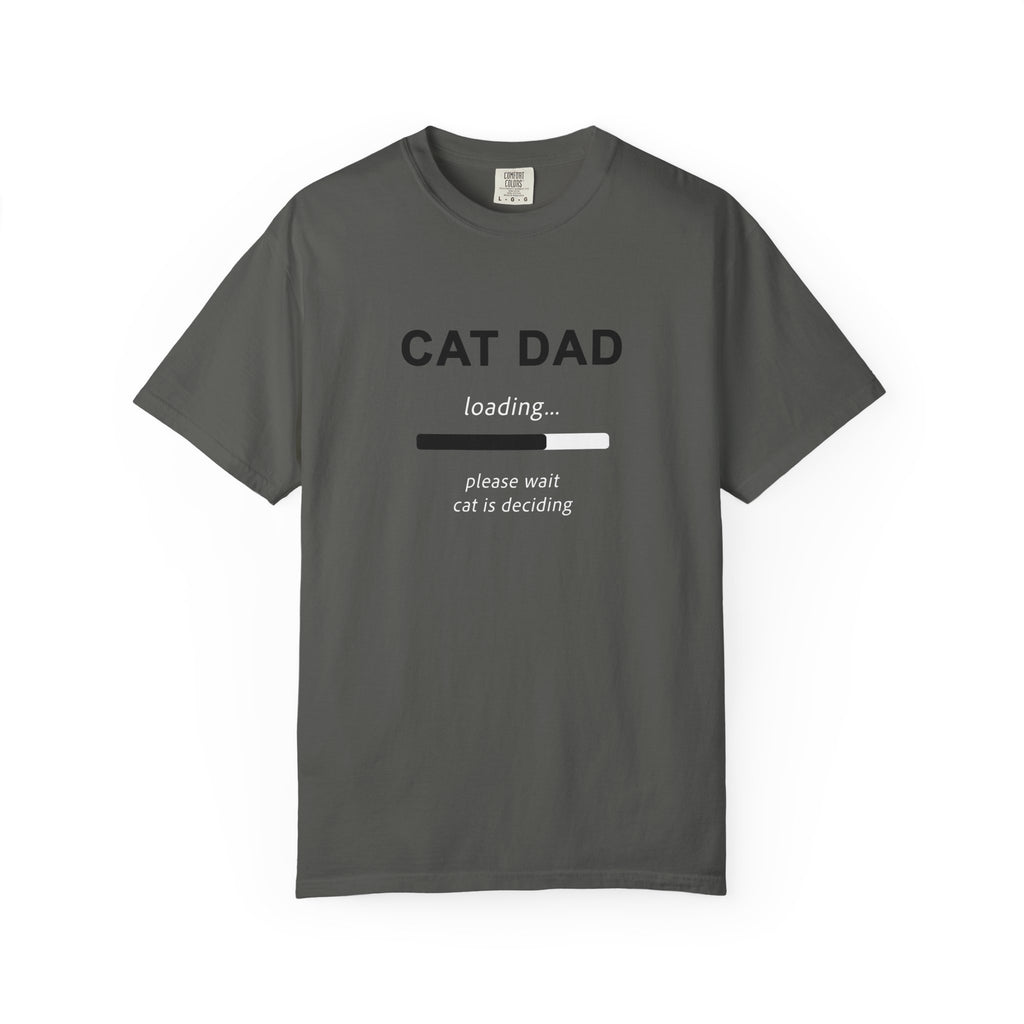 Gray t-shirt with cartoon duck design and text on a white background
