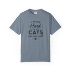 Gray t-shirt with graphic design and text on a white background