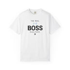 White t-shirt with a graphic design featuring animals and text on a white background